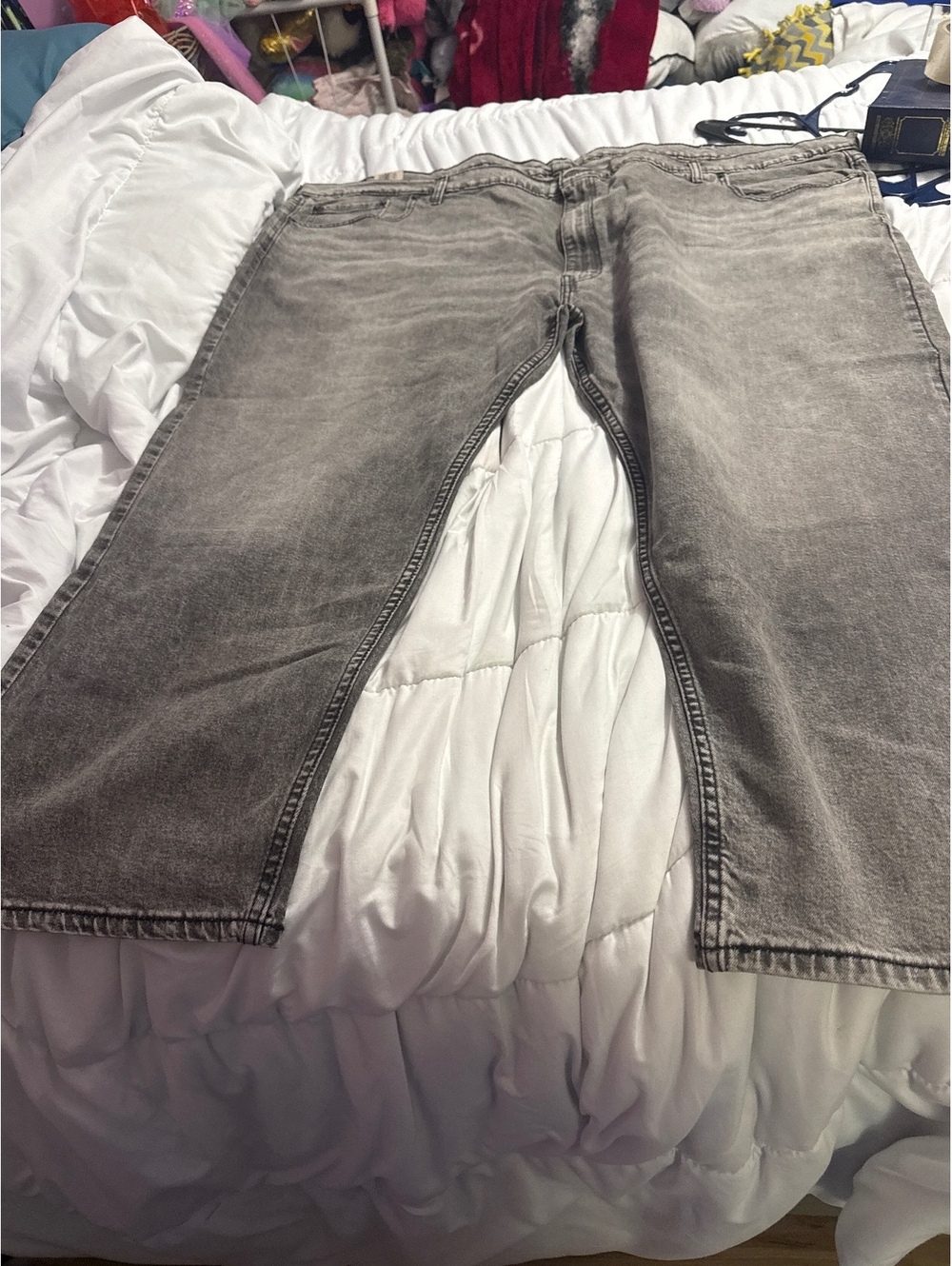 Levi's 502 Taper Stretch Jeans 56x30 Gray Black Denim